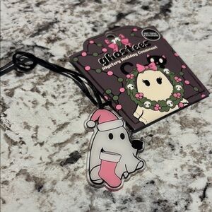 Ghosts Holiday Ornament with Pink and White Accents